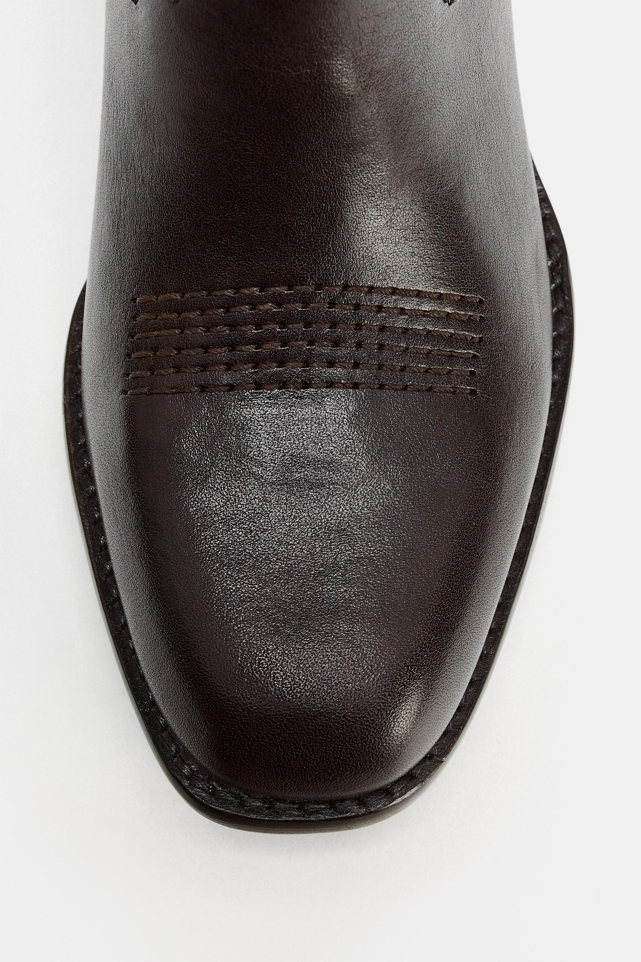 LEATHER COWBOY ANKLE BOOTS WITH RINGS